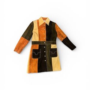 Vintage F.A CHATTA LTD Patchwork Genuine Suede Jacket Brown 70’s Coat